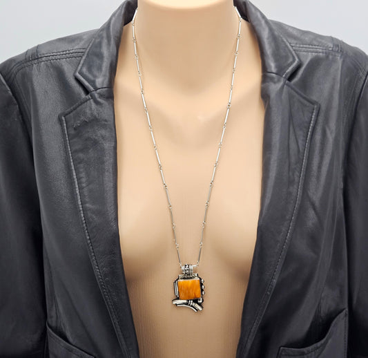 OOAK Victor Yurivilca Sterling Spiny Oyster Abstract Large Statement Necklace