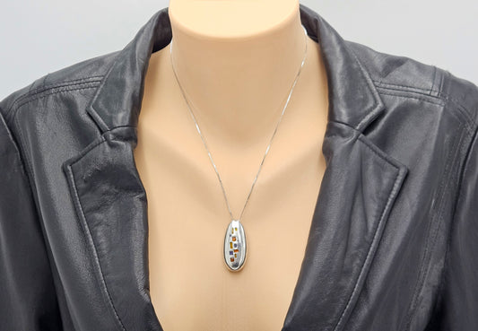 Italian Designer Paloma Canivet Sterling Enamel Modernist Necklace 1970/80s