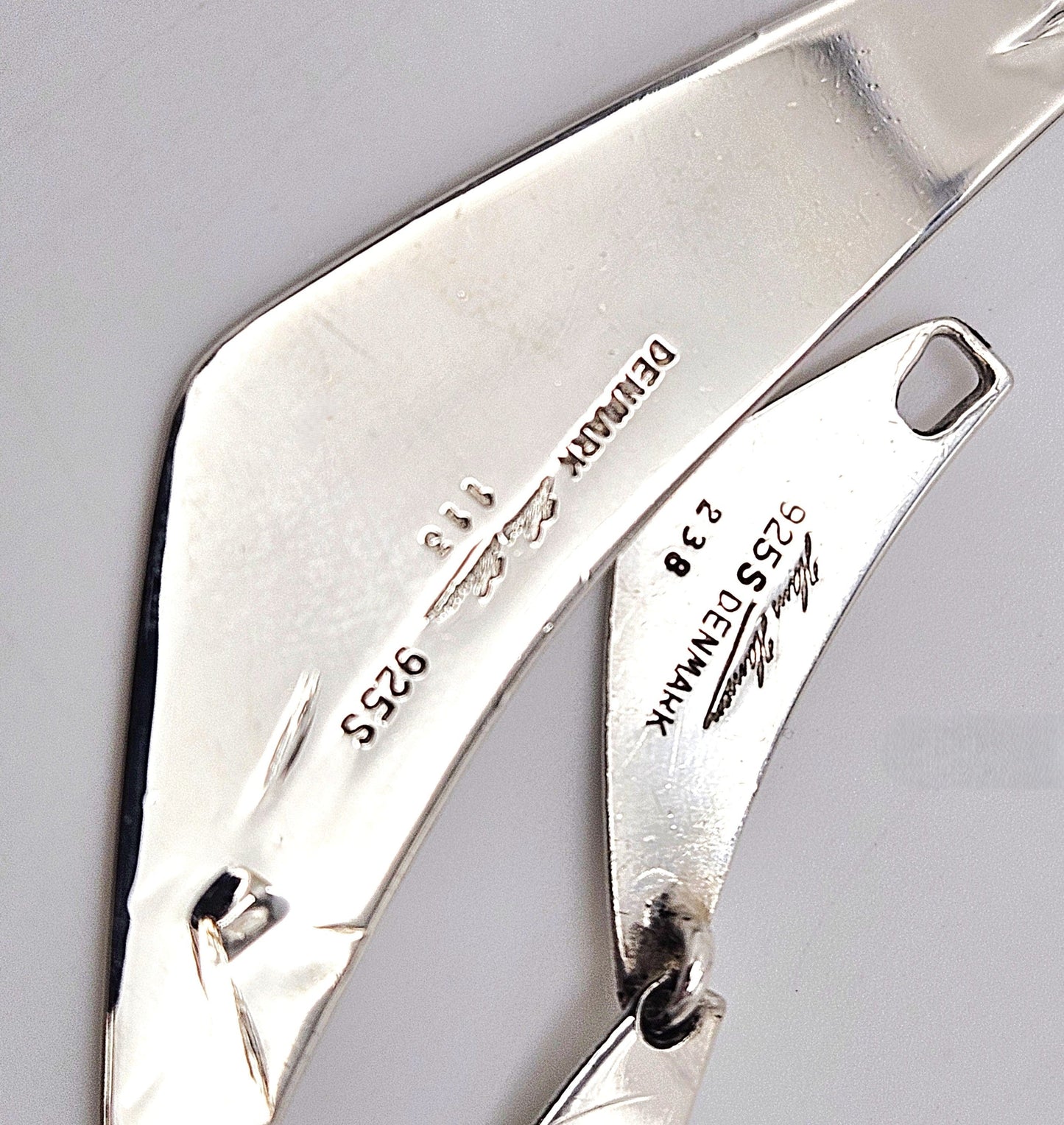 Hans Hansen Jewelry Hans Hansen Denmark Sterling Boomerang Links Bracelet & Custom Necklace 70s