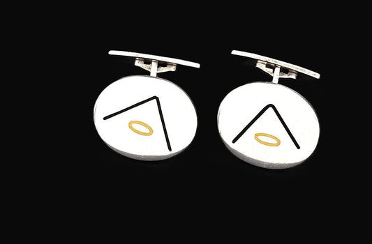 Hans Hansen Jewelry Superb Hans Hansen Denmark Sterling Enamel Modernist Cufflinks #636E 1970s