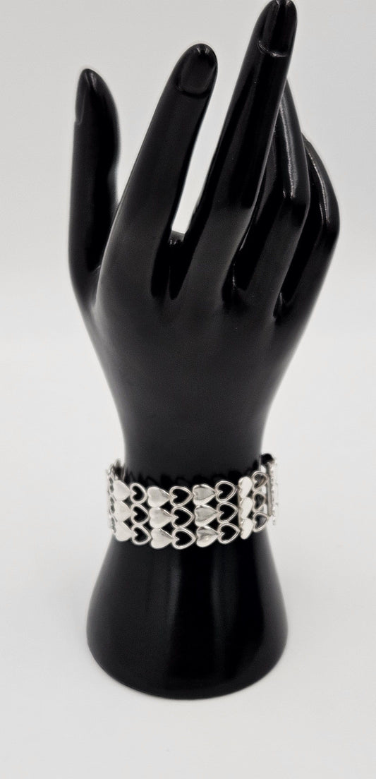 Just Andersen Denmark Jewelry Rare Just Andersen Just A Denmark Sterling Hearts Panel Link Bracelet C. 1940s