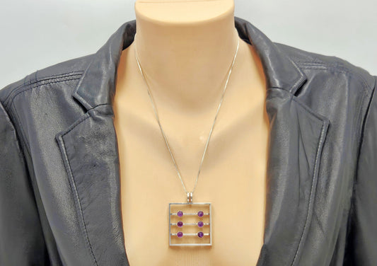 Kupittaan Kulta Jewelry Kupittaan Kulta Finland Modernist Sterling Amethyst Statement Necklace 1966