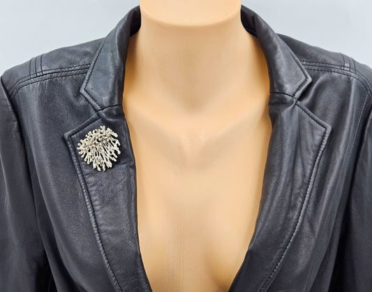 MCM Sterling Artisan Brooch Jewelry 925 Silver Abstract Brutalist 3D Pin/Pendant Necklace