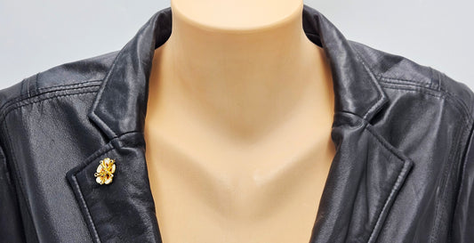 David Andersen Sterling Enamel 3D Flower Pin Earrings Demi Parure Set 1960s