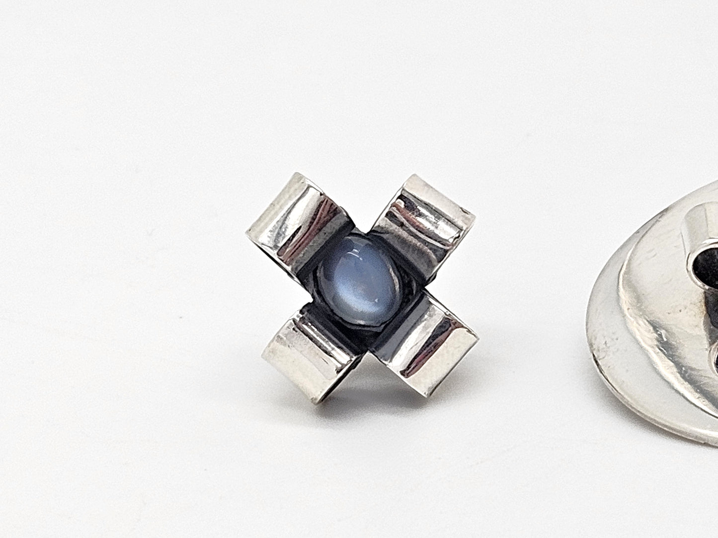 Superb Rare Sam Kramer Sterling Moonstone Brooch Earrings Demi Parure Set