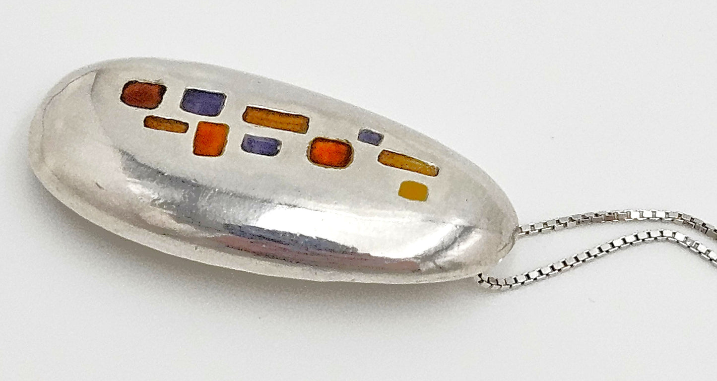 Italian Designer Paloma Canivet Sterling Enamel Modernist Necklace 1970/80s