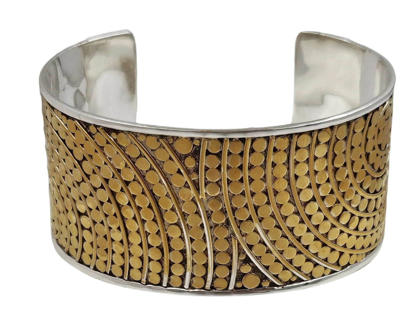 Anna Beck Jewelry Superb Anna Beck 2 Tone Sterling Modernist Retired Dots Mosaic Cuff Bracelet