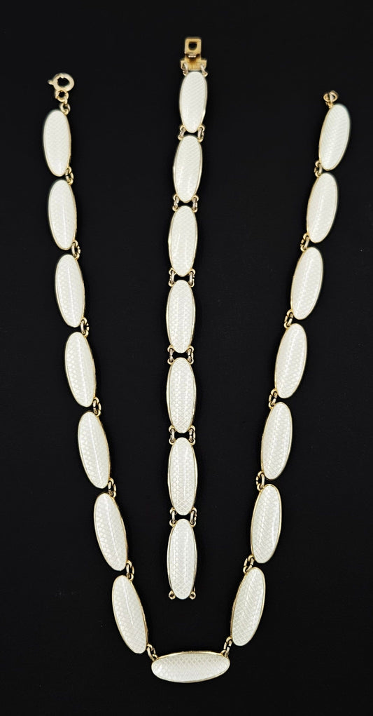 David Andersen Jewelry David Andersen Norway Sterling Enamel Modernist Necklace Bracelet Set 1950s