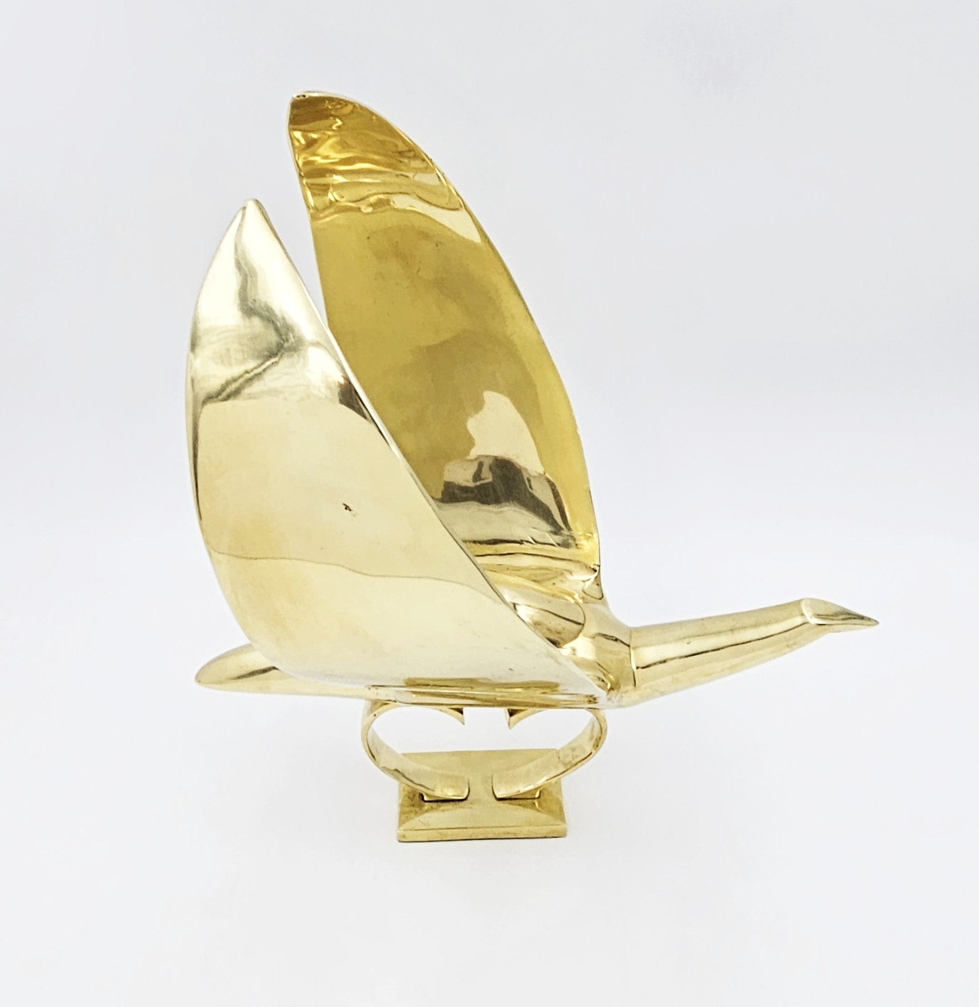 Dolbi Cashier Sculpture Dolbi Cashier Modernist Brass Dove Bird 20" Sculpture Statue Circa 1980