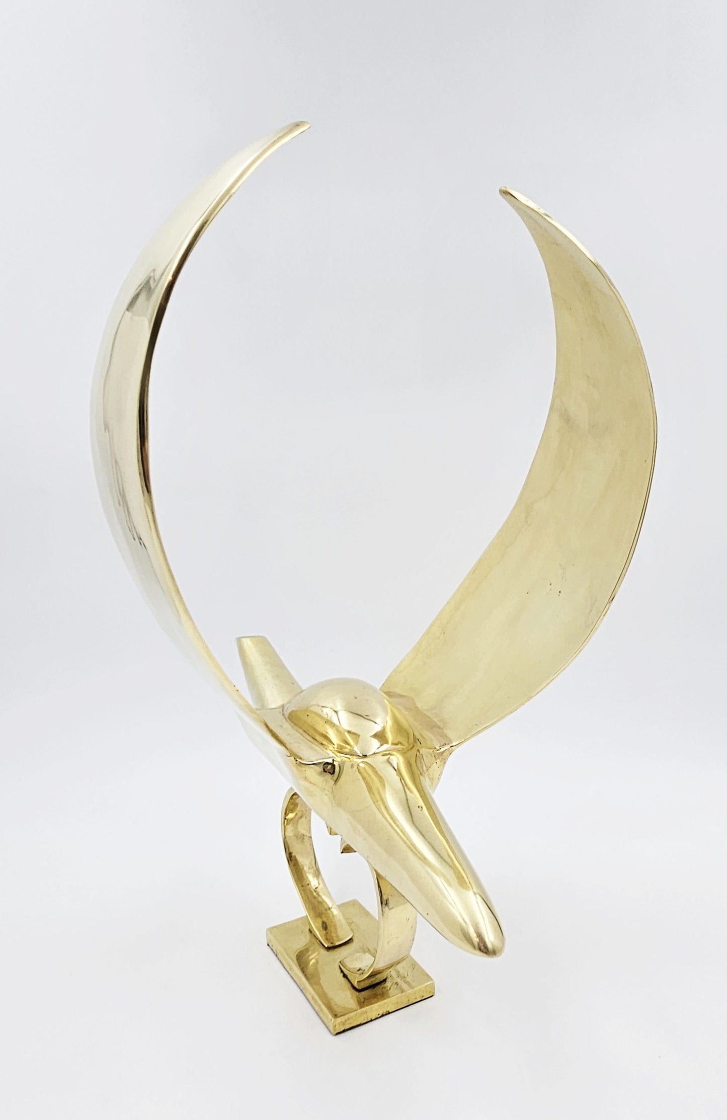 Dolbi Cashier Sculpture Dolbi Cashier Modernist Brass Dove Bird 20" Sculpture Statue Circa 1980