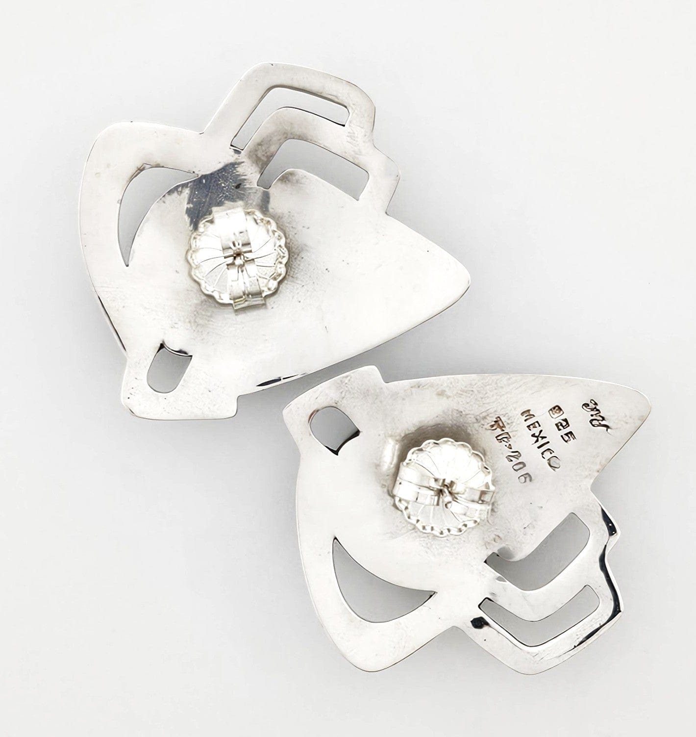 Erika Hult de Corral "Ric" Jewelry Erika Hult de Corral "Ric" Taxco Sterling Onyx Abstract Modernist Earrings 80s