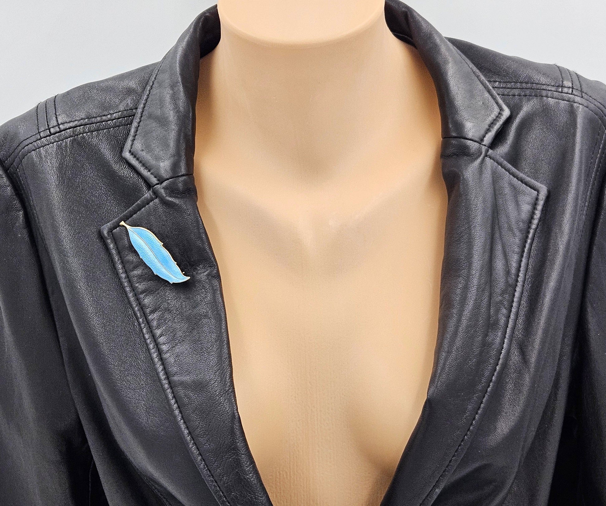 Finn Jensen Jewelry Finn Jensen Norway Gilt Sterling & Guilloche Enamel Feather Brooch Circa 1950s