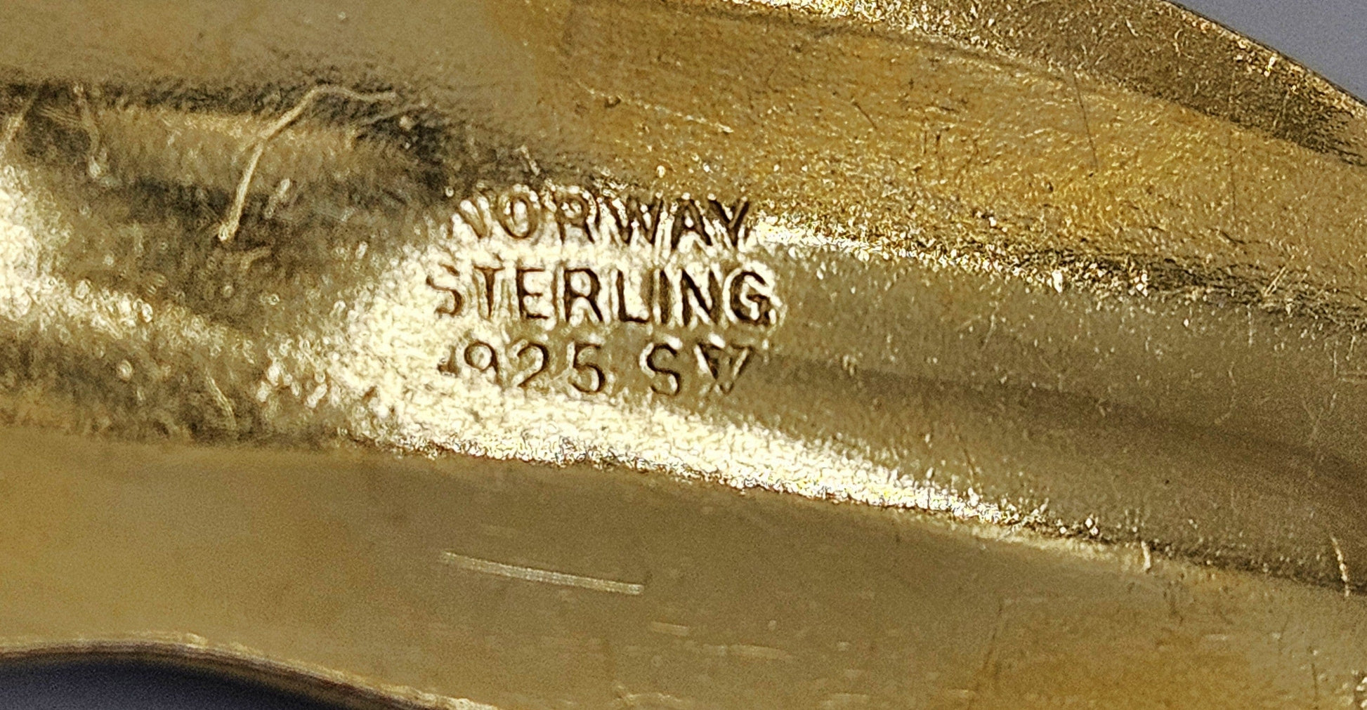 Finn Jensen Jewelry Finn Jensen Norway Gilt Sterling & Guilloche Enamel Feather Brooch Circa 1950s