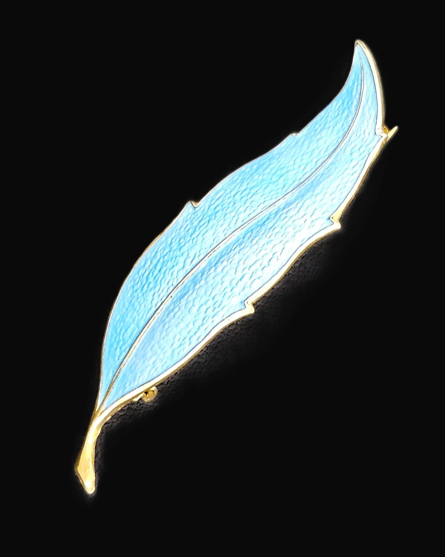 Finn Jensen Jewelry Finn Jensen Norway Gilt Sterling & Guilloche Enamel Feather Brooch Circa 1950s