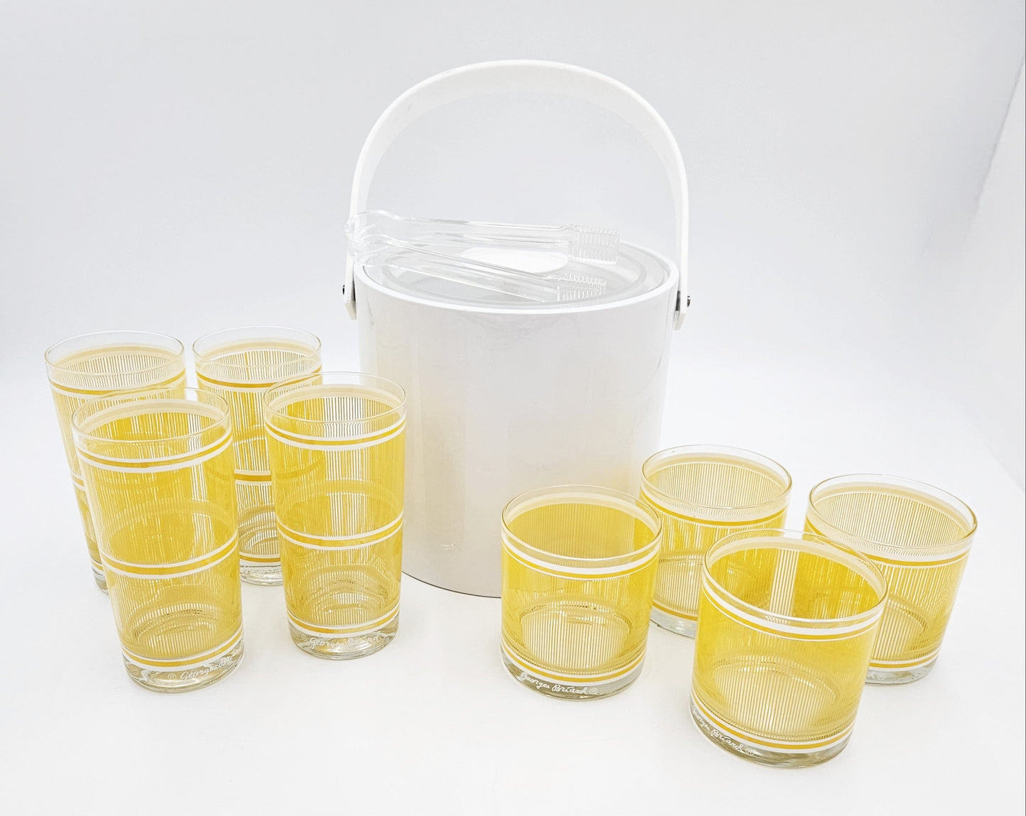 Georges Briard Serveware Georges Briard Yellow & White Icicles Barware Set