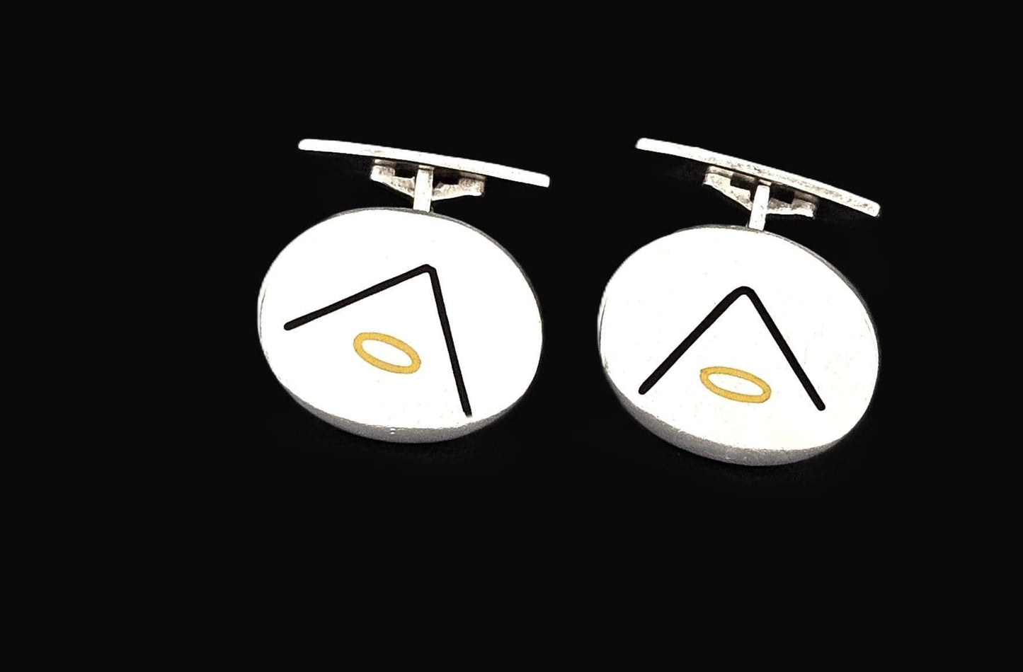 Hans Hansen Jewelry Superb Hans Hansen Denmark Sterling Enamel Modernist Cufflinks #636E 1970s