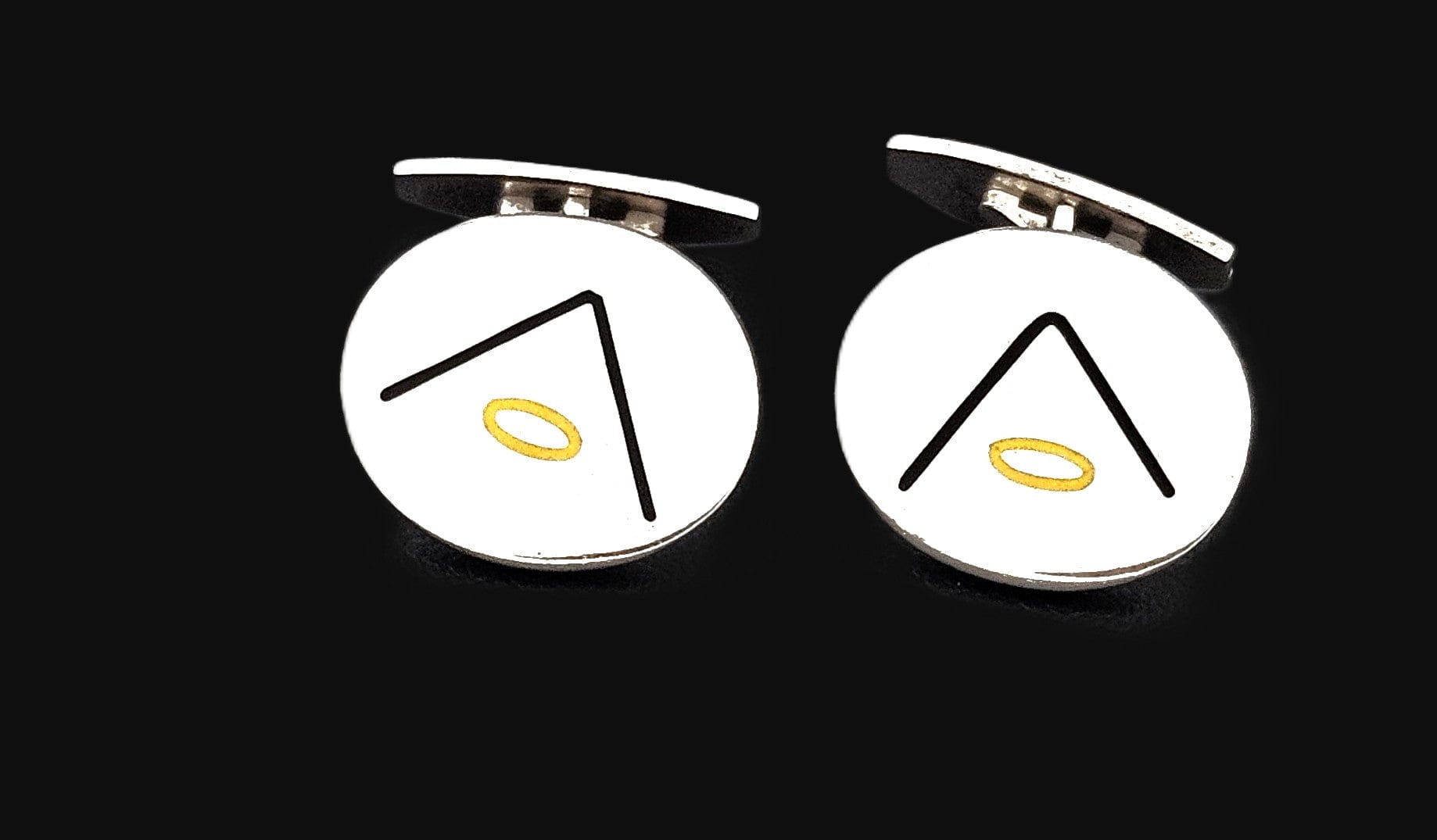Hans Hansen Jewelry Superb Hans Hansen Denmark Sterling Enamel Modernist Cufflinks #636E 1970s