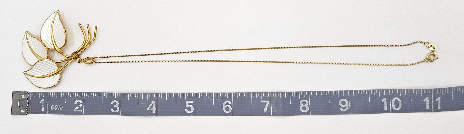 Hans Myhre Jewelry RARE Hans Myhre Norway Sterling Enamel Flower Leaves Pendant Necklace 50's