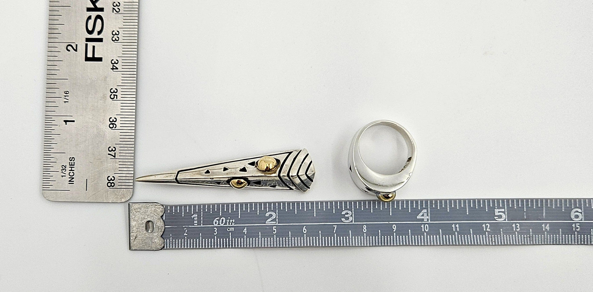 John Atencio Jewelry Superb John Atencio Sterling 18k Retired Solar Cocktail Ring & Brooch Set