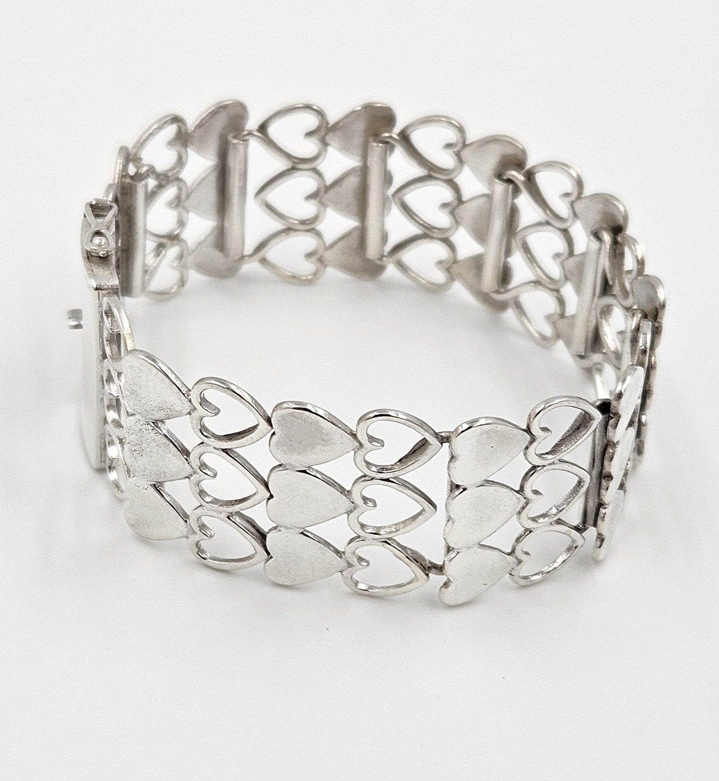 Just Andersen Denmark Jewelry Rare Just Andersen Just A Denmark Sterling Hearts Panel Link Bracelet C. 1940s