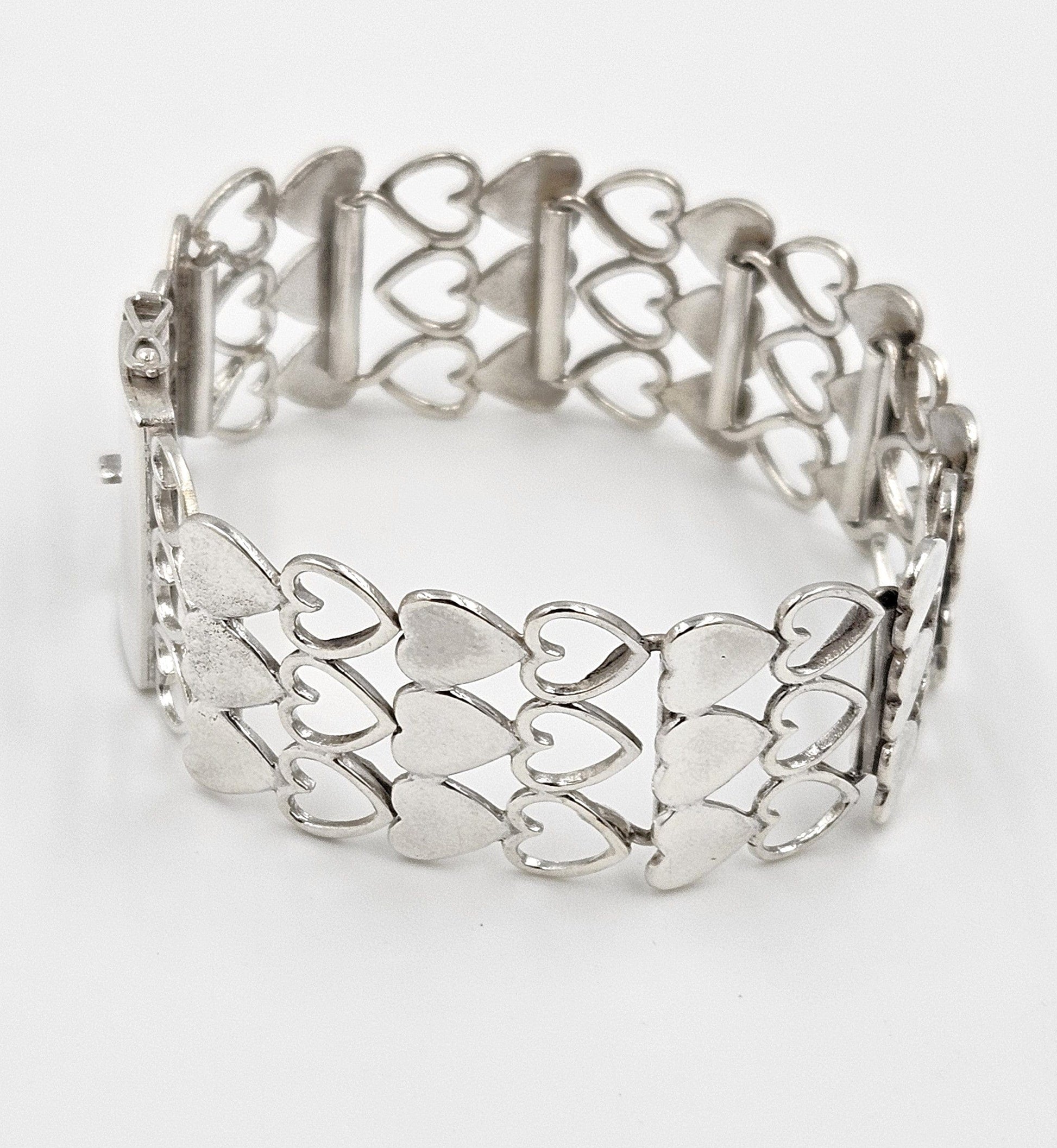 Just Andersen Denmark Jewelry Rare Just Andersen Just A Denmark Sterling Hearts Panel Link Bracelet C. 1940s