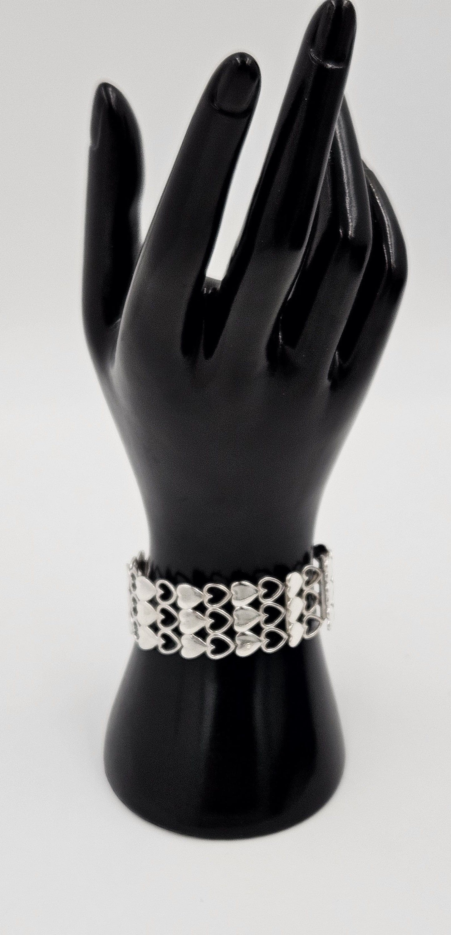 Just Andersen Denmark Jewelry Rare Just Andersen Just A Denmark Sterling Hearts Panel Link Bracelet C. 1940s