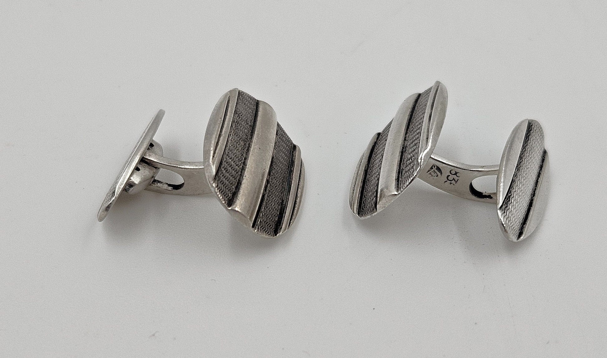 Laurits Nørgåard Jewelry Laurits Nørgåard Denmark Sterling Silver Modernist Cufflinks Circa 1920/30's
