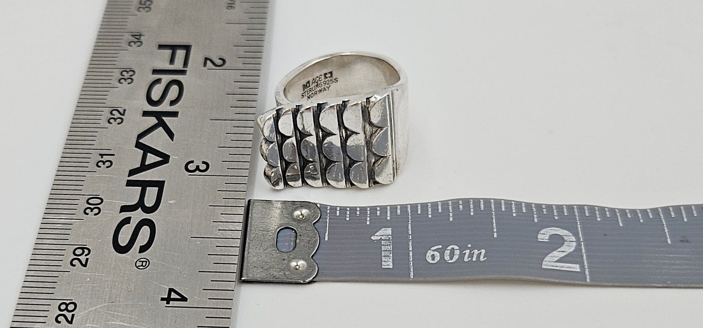 Norway Plus Designs Jewelry RARE Norway + Designs AGE Sterling Modernist X Large Unisex Ring C. 1960s