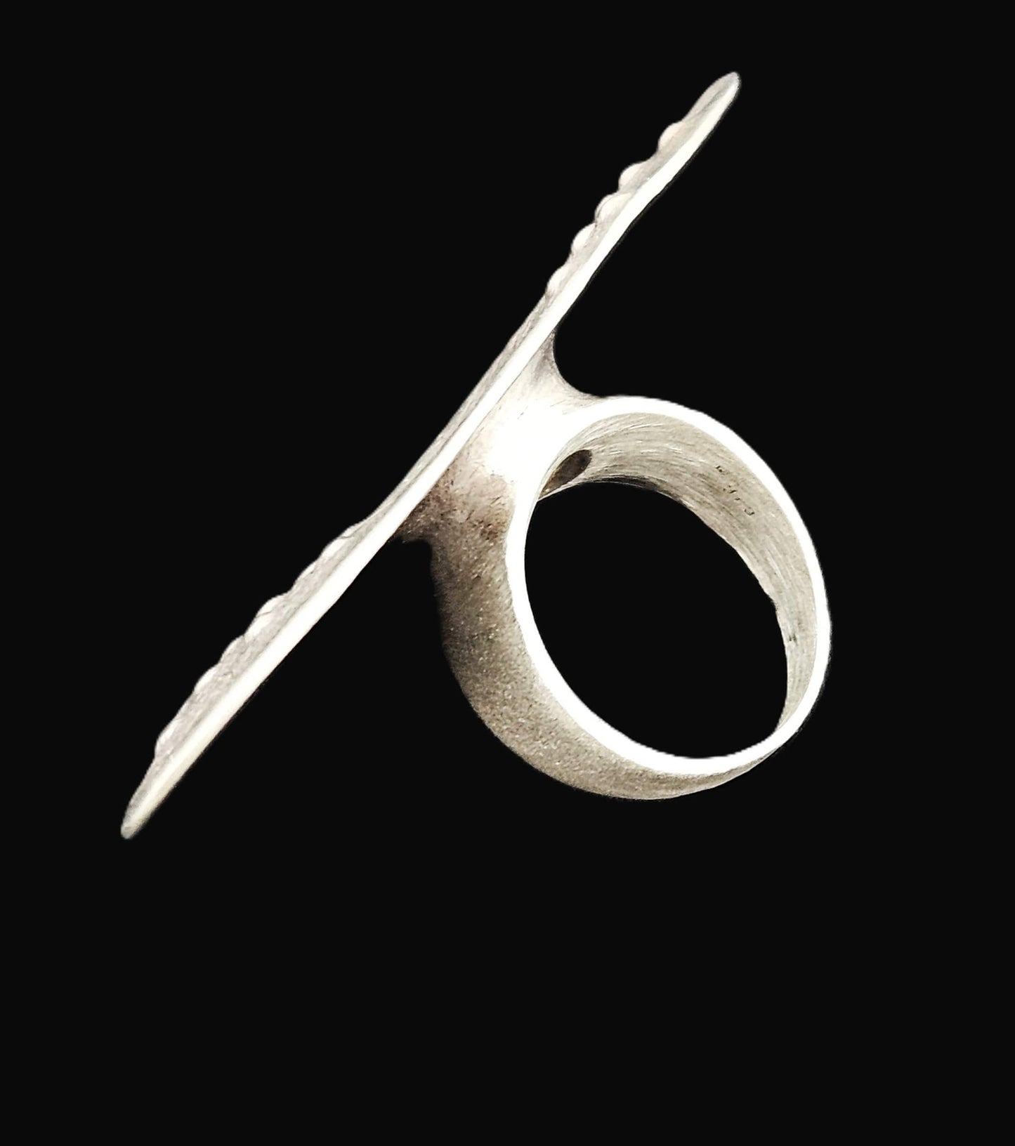 RG Sterling Jewelry Superb Designer Signed RG Sterling Textured Face Modernist Statement Ring