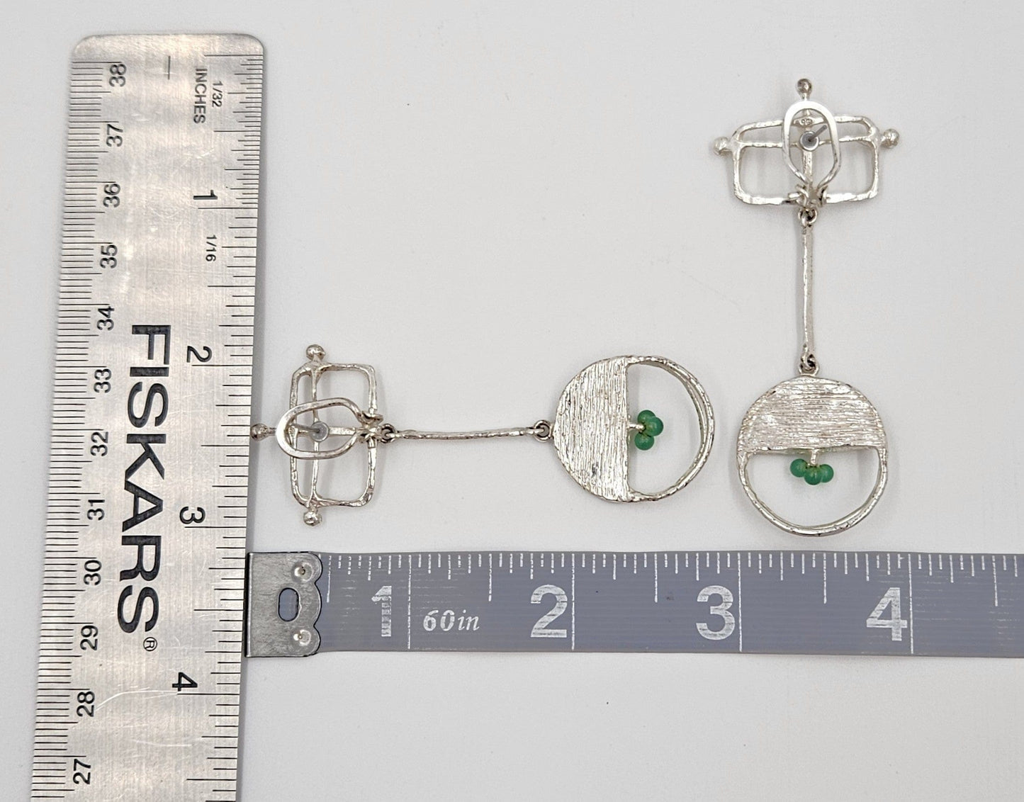 Sterling & Chalcedony Earrings Jewelry Designer Signed Sterling Silver & Chalcedony Drop Dangle Earrings Scandinavian