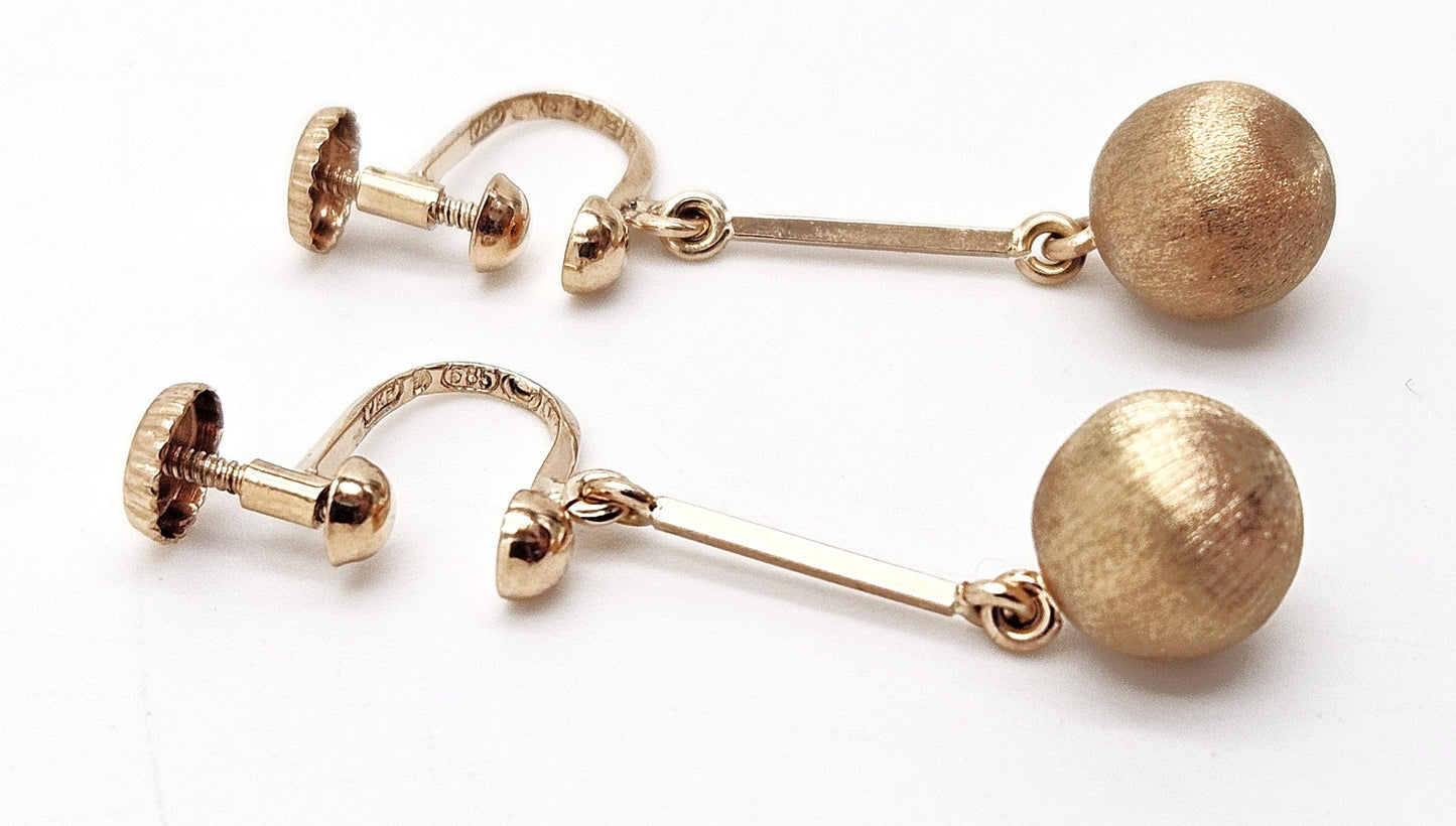 Veikko Kalevi Piirainen Jewelry Rare Veikko Kalevi Piirainen Finland 14k 585 Modernist Dangle Earrings 1970