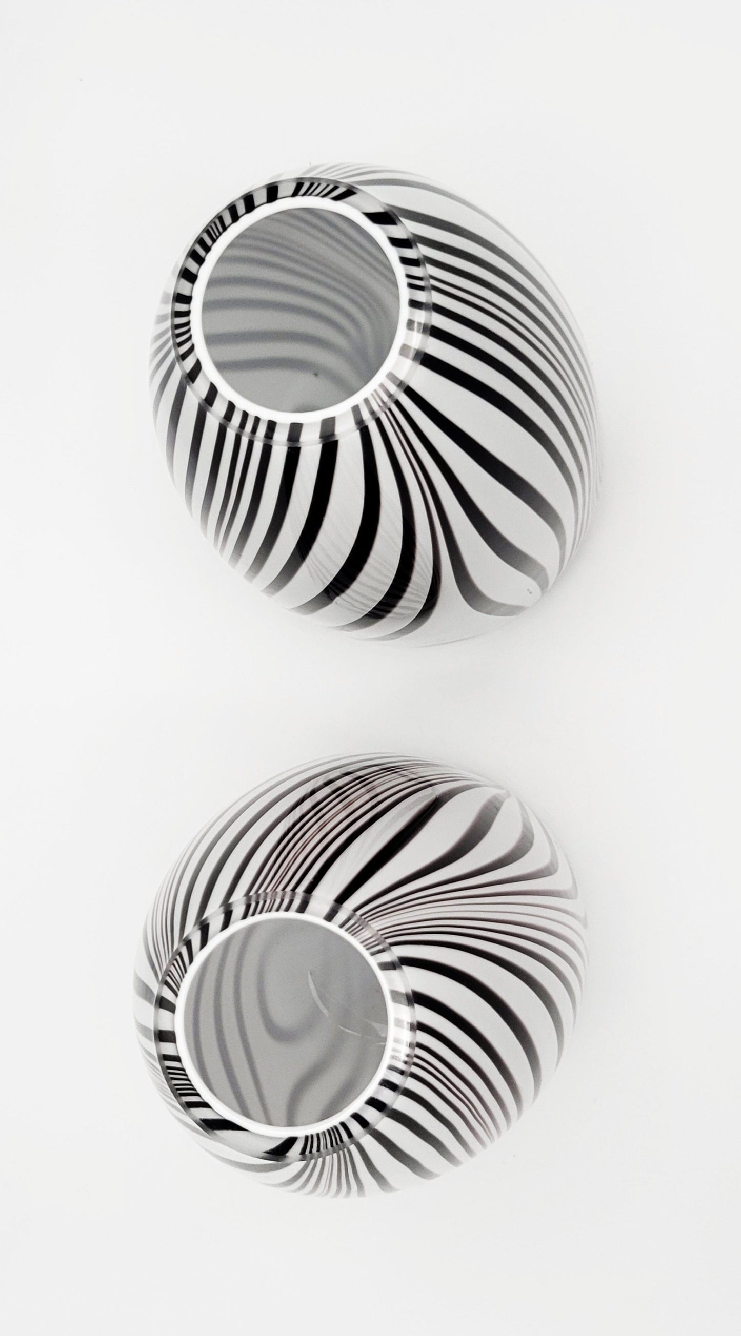 Murano Italy Vase Set of 2 Vintage Modernist Abstract Murano Hand Blown Art Glass Cased Vases