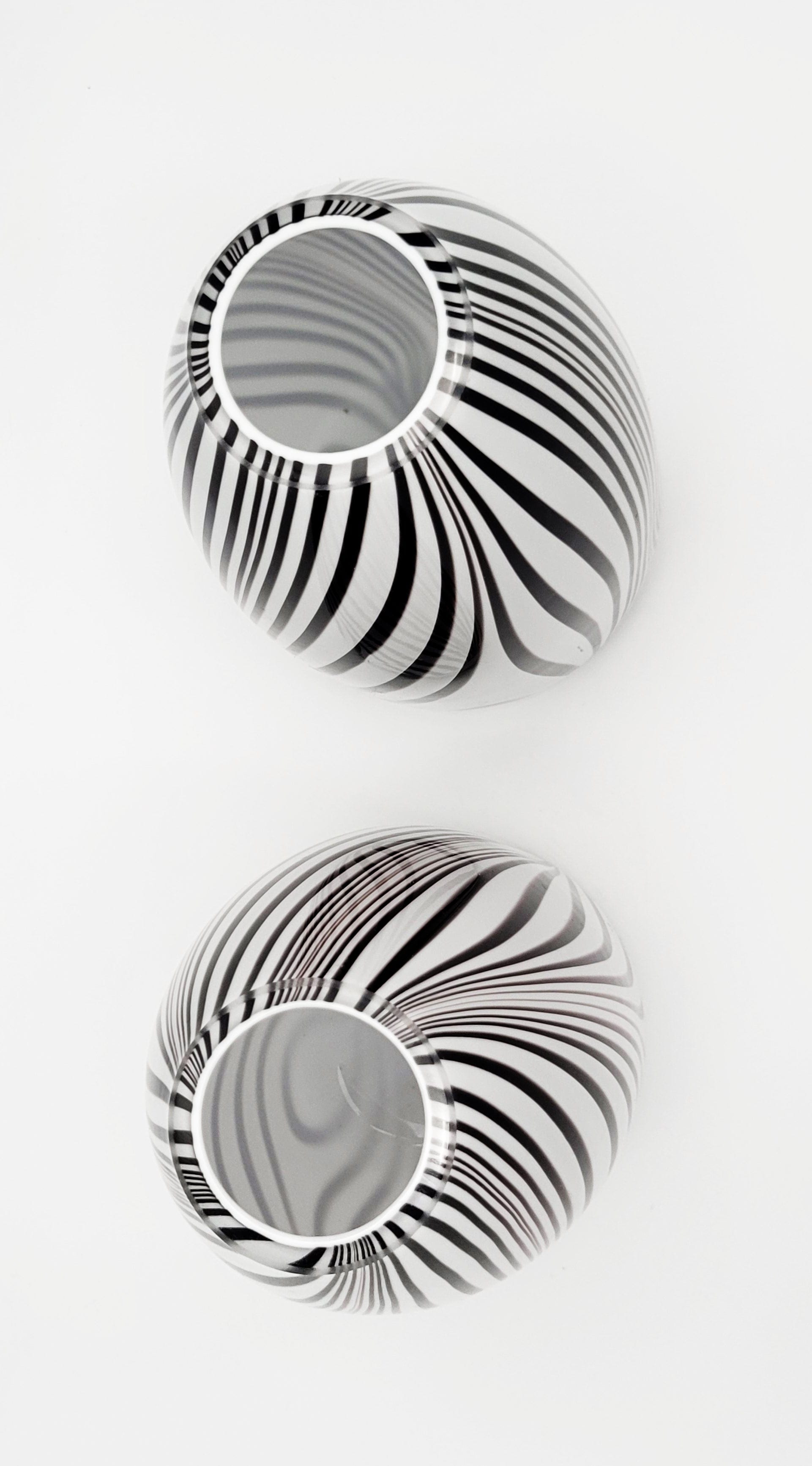 Murano Italy Vase Set of 2 Vintage Modernist Abstract Murano Hand Blown Art Glass Cased Vases