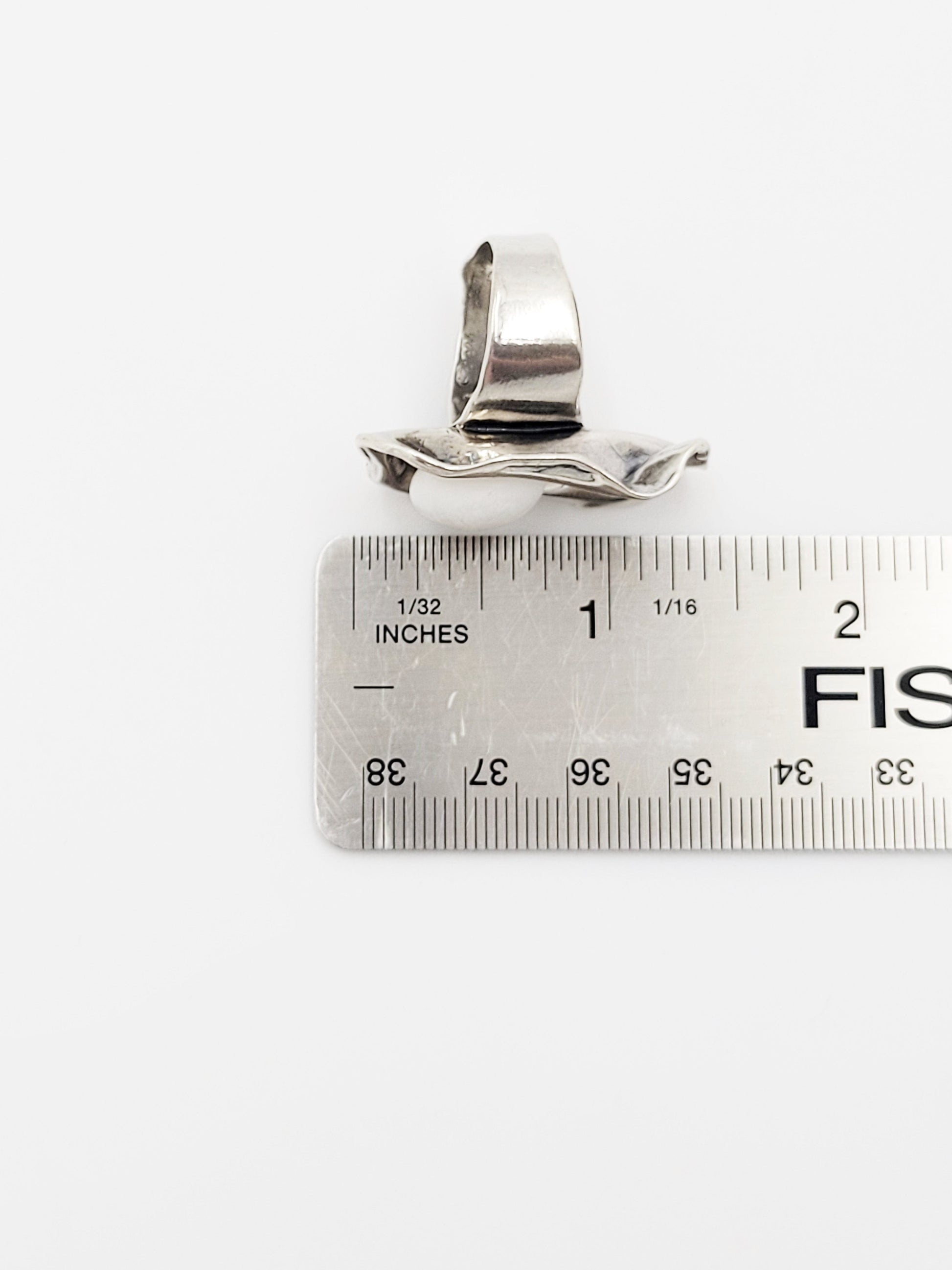 Sterling Ring Jewelry Vintage Sterling Silver & Pearl Large Bold Abstract Modernist Cocktail Ring