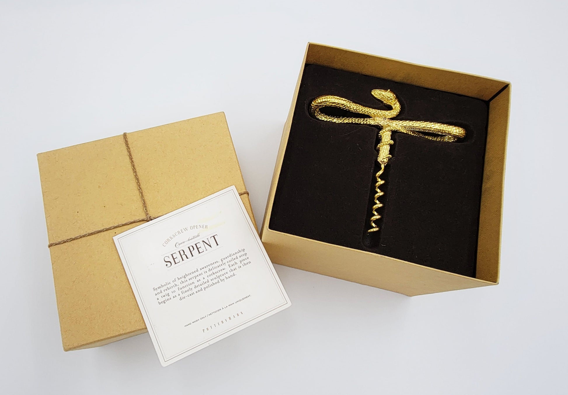 Williams Sonoma Corkscrew Rare Vintage Pottery Barn Limited Edition Gold Plated Serpent Corkscrew NIOB